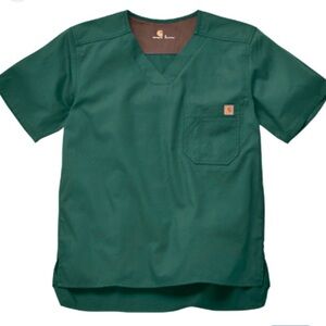 Carhartt Scrub Top Mens Small Green Short Sleeve Ripstop